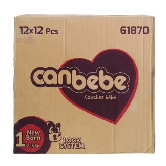 Pack 12x12 Pcs Pañales CANBEBE talla 1  2-5 kg كرطون كانبيبي مرحلة الأولى