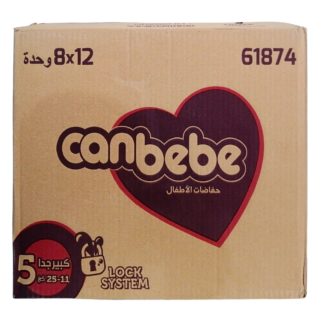 Pack 12x8 Pcs Pañales CANBEBE talla 5 11-25 kg كرطون كانبيبي مرحلة الخامسة