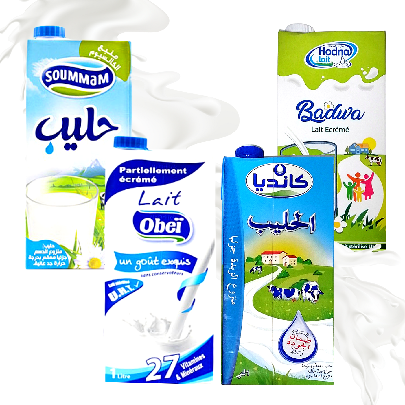 Leche semidesnatada 1L varios tipos حليب أنواع متعددة