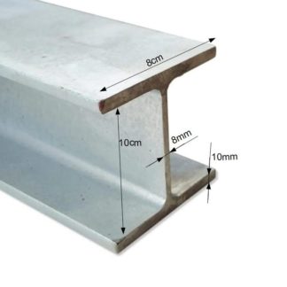 Viga H de hierro 8x8cm y 12m